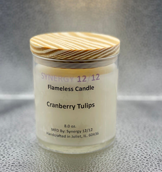 Flameless Candle (8.0 oz.) Cranberry Tulips